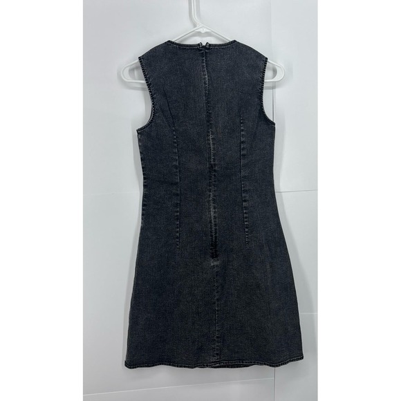 Black Distresses Denim Jean Dress (XS) W/Stretch 80s-90s style - Picture 4 of 7